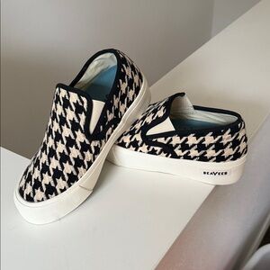 SeaVees Black and Cream Houndstooth Slip-Ons